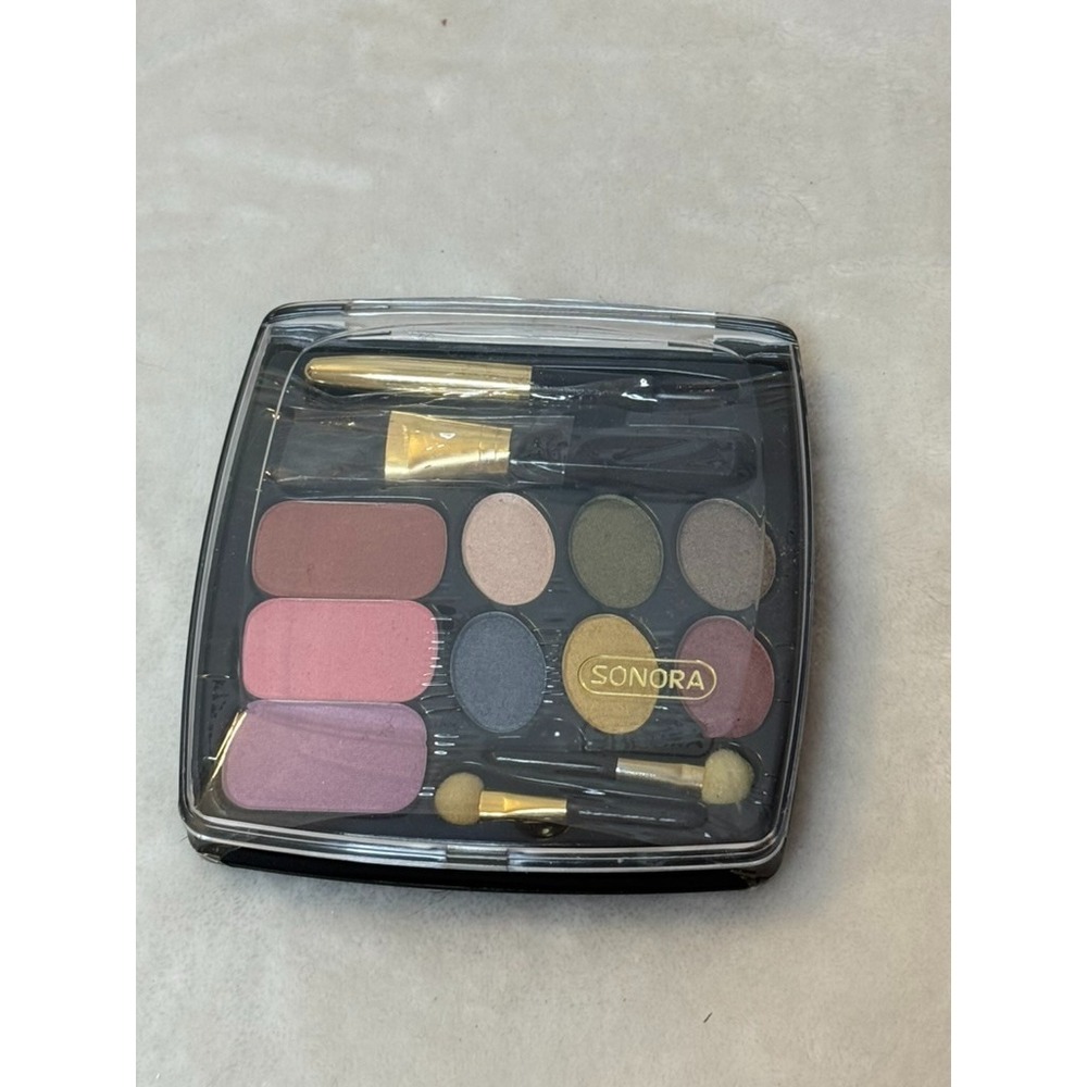 New & Sealed Sonora VTG 1980 3 Blush Cheek 6 Eye Shadow Make Up Palette Brushes